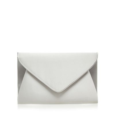 Silver sateen envelope clutch bag